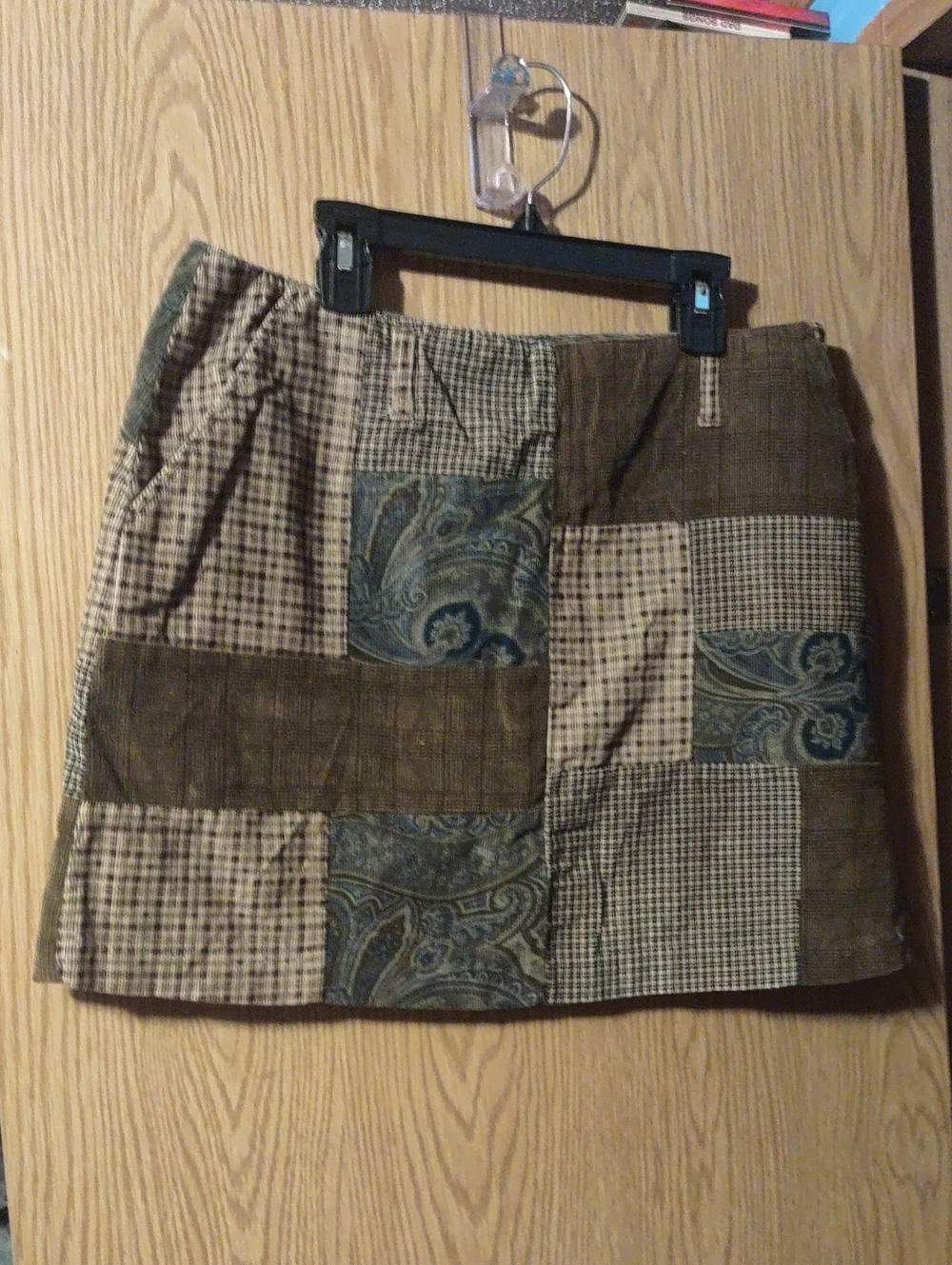 New York & Company Patchwork Paisley Mini Skirt in Brown and Teal